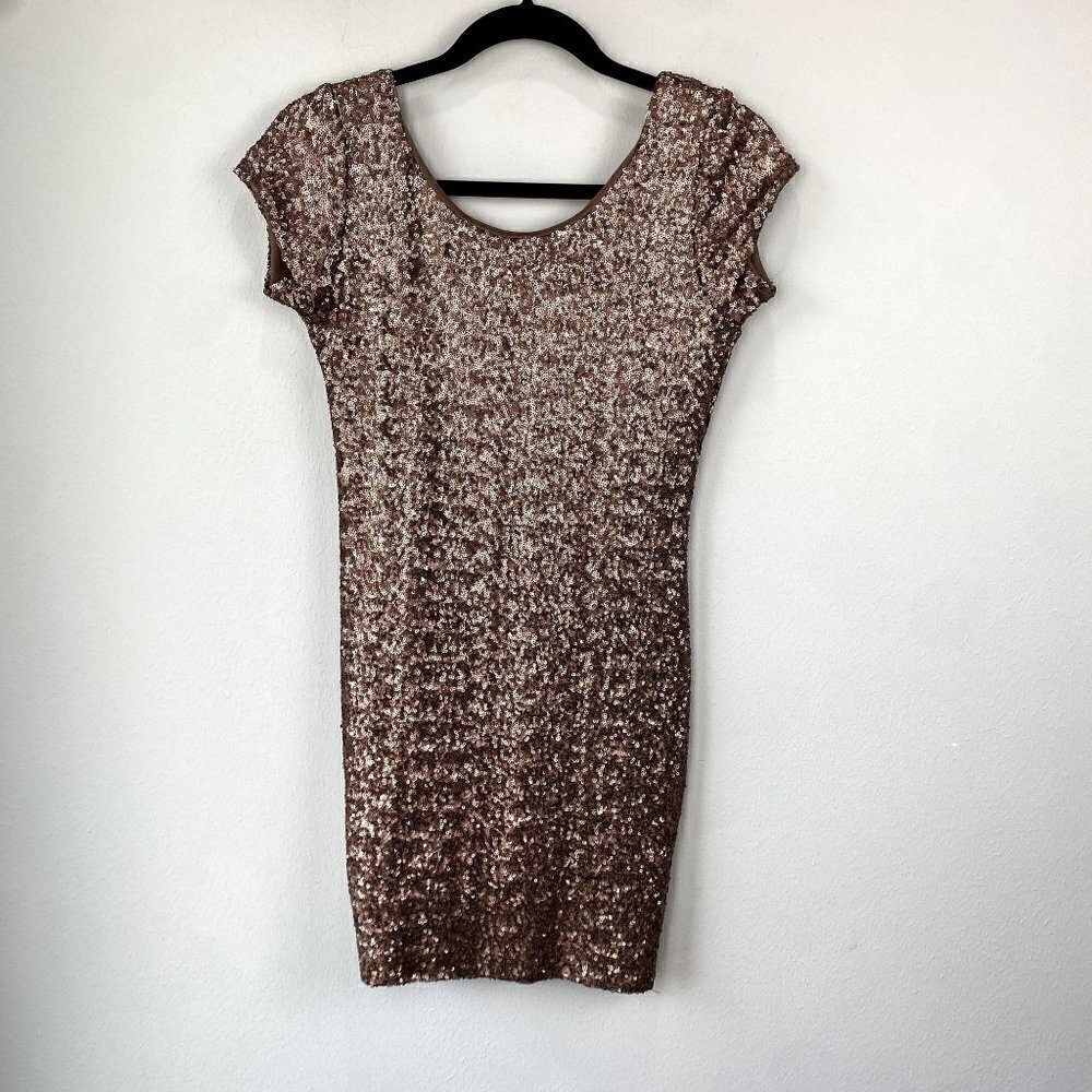 Backstage Fever Dress Bronze Sequin NWT S